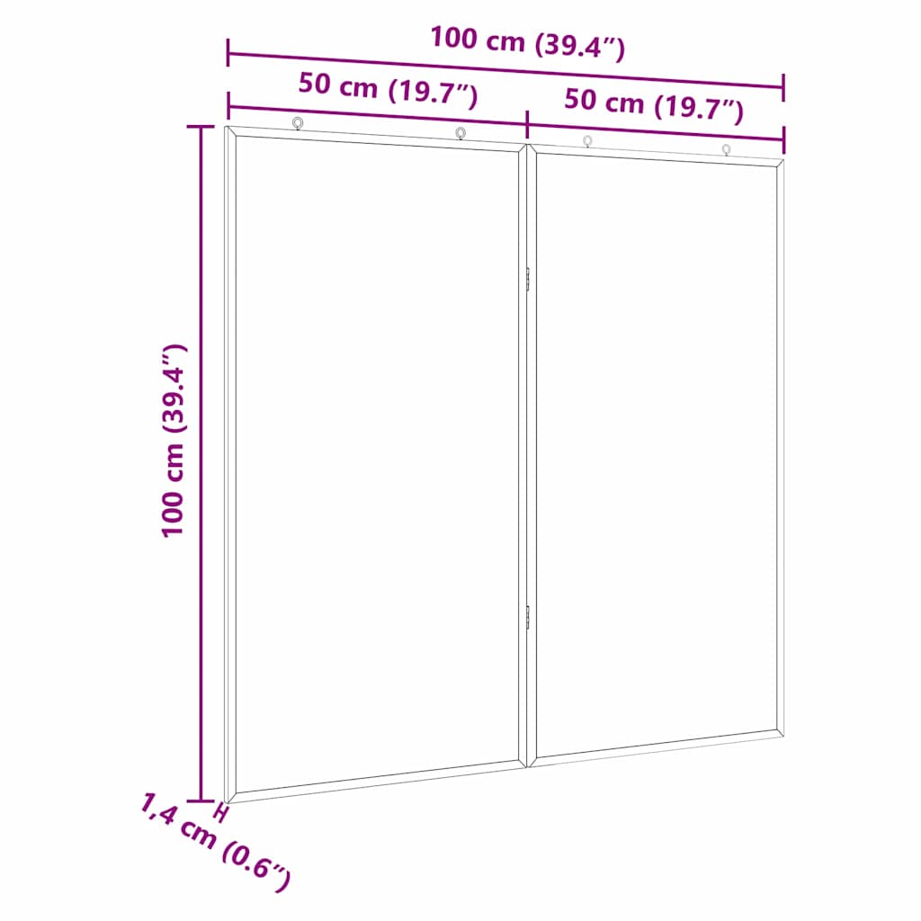 Bulletin Board Folding Black 100 x 100 x 1.4 cm Solid pine wood