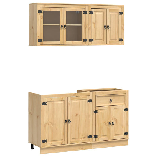 Cabinet SKI 4 pcs Honey Brown Solid Pine Wood