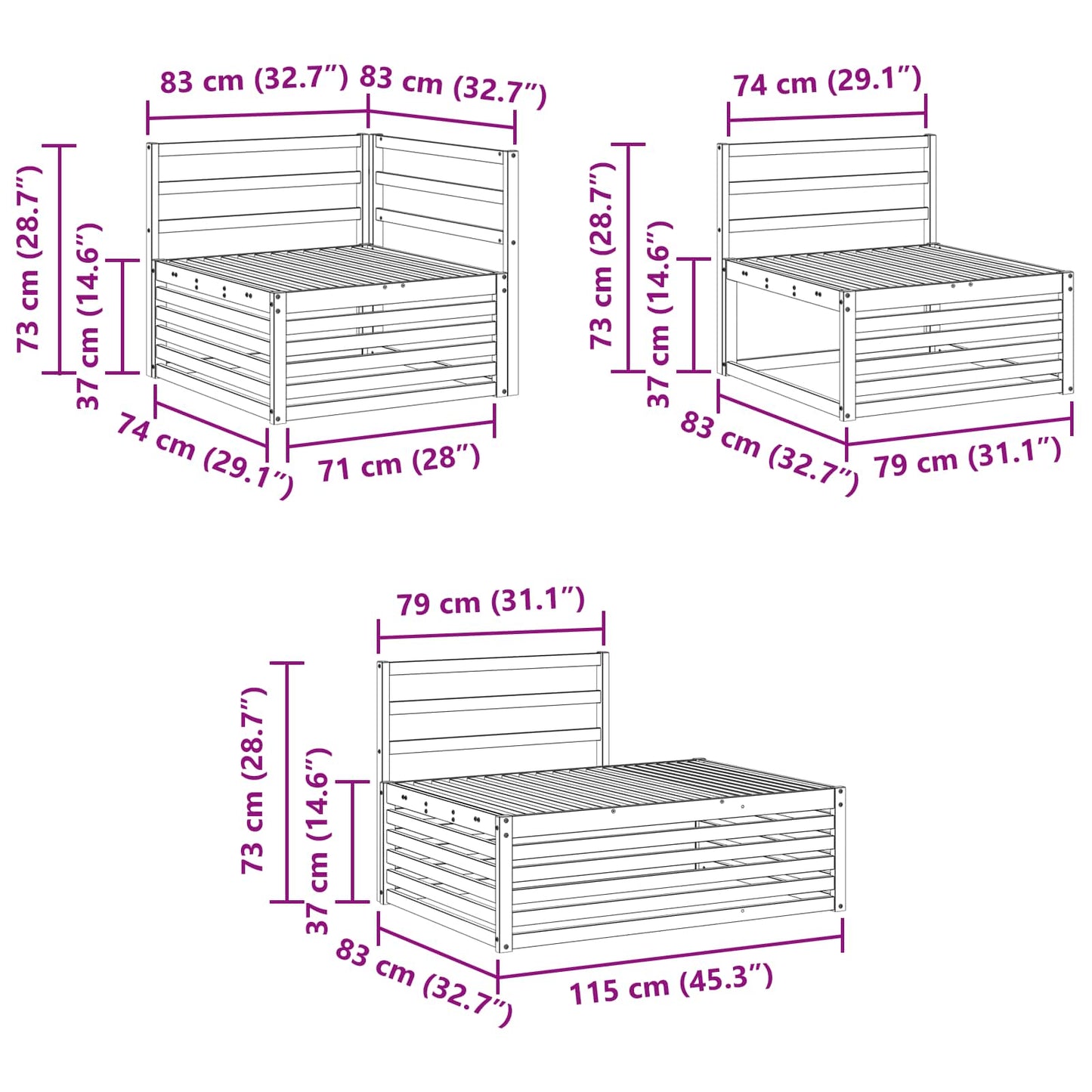 5 pcs Outdoor Sofa Set White