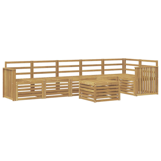 Outdoor Sofa Set 7 pcs White Solid Acacia Wood