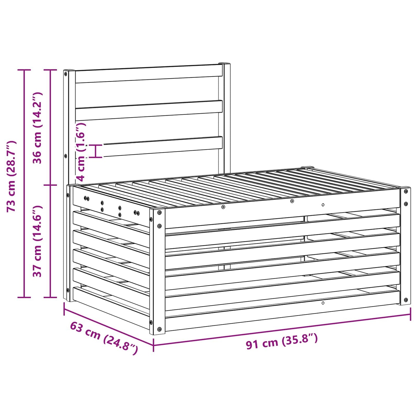 Outdoor Sofa Set 3 Piece White 182.5 x 63 x 73 cm