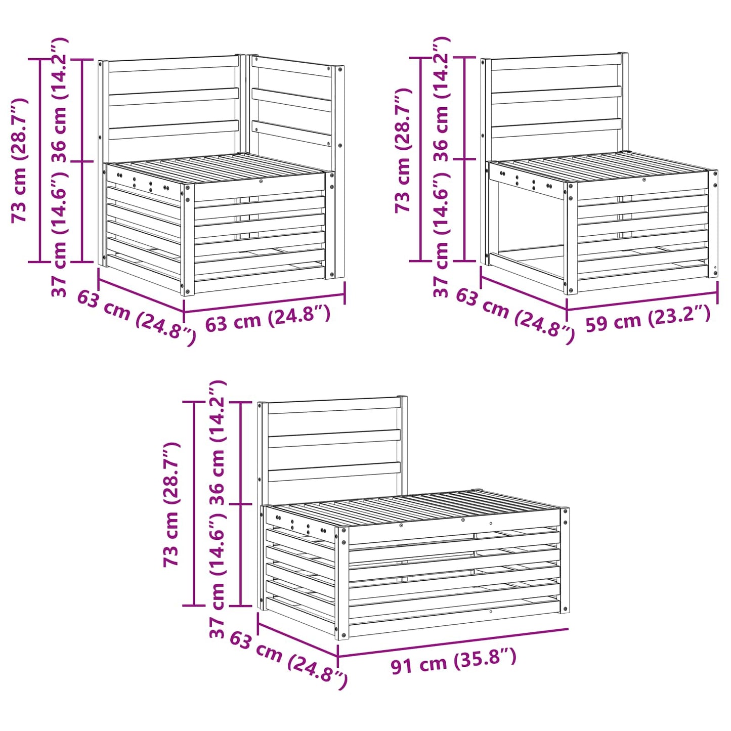 Outdoor Sofa Set 6 Piece White
