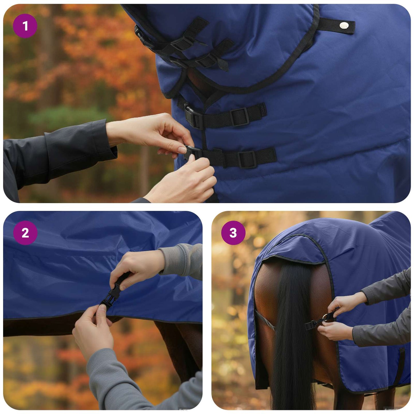 Horse Blanket Full Navy Blue 155 cm Polyester