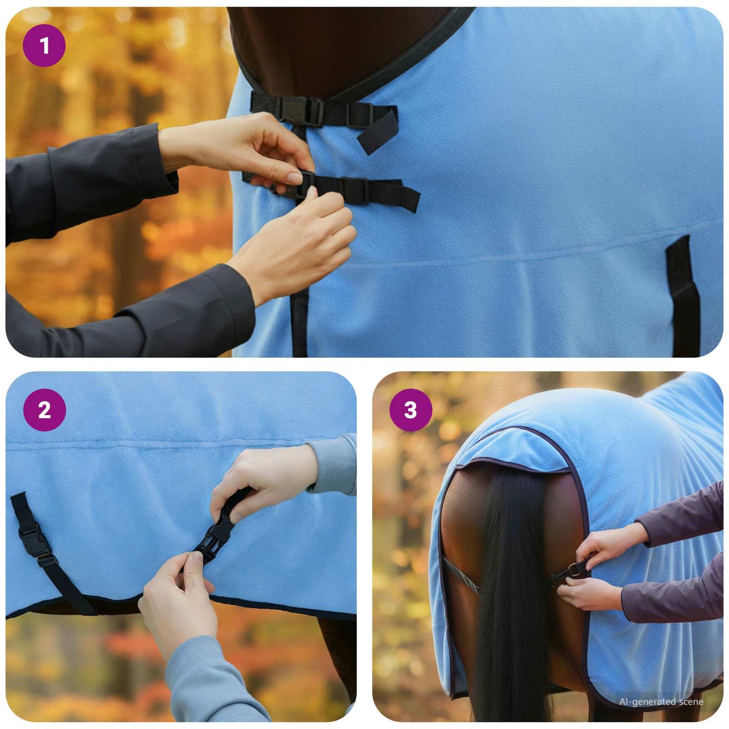 Horse Blanket Full Aqua 145 cm Polyester Fleece
