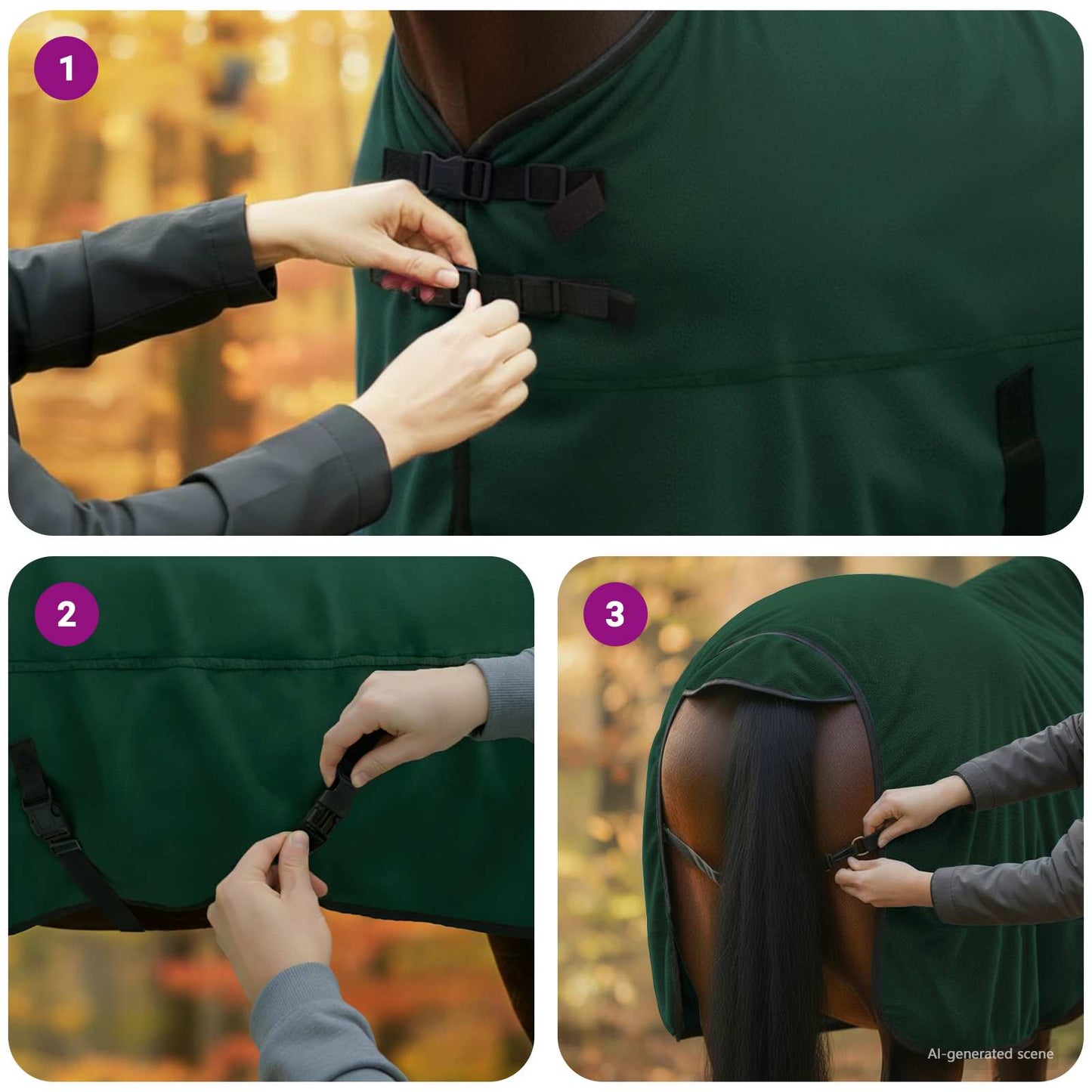 Horse Blanket Full Dark Green 125 cm Polyester Fleece