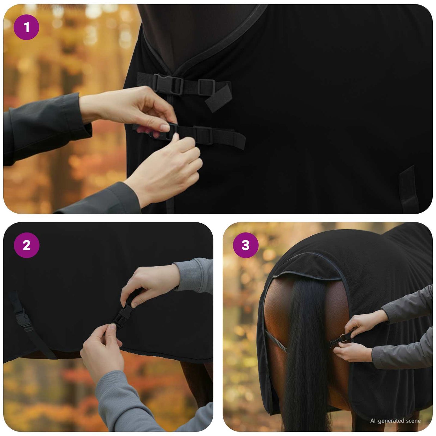 Horse Blanket Black 105 cm Polyester Fleece