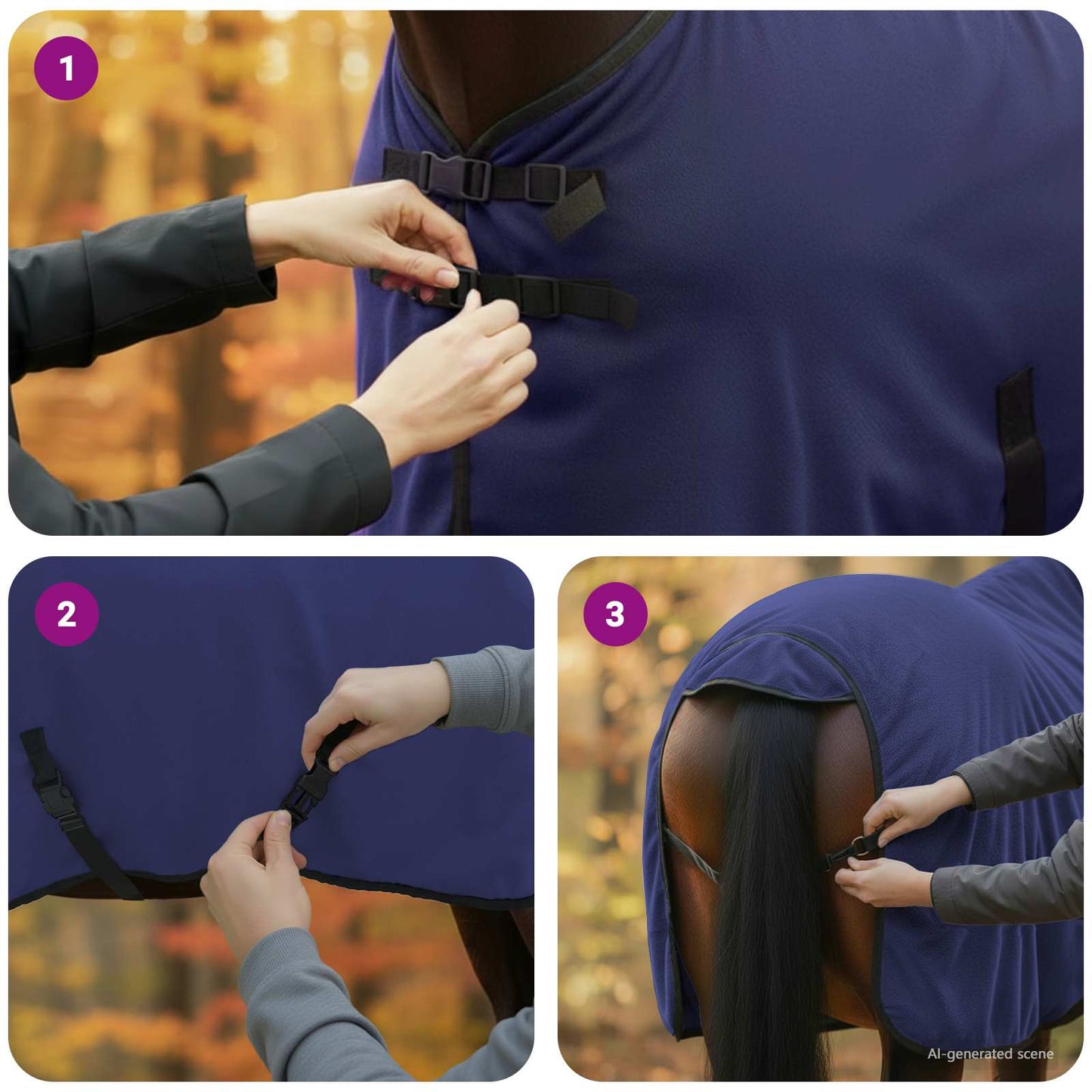Horse Blanket Navy Blue 85 cm Polyester Fleece
