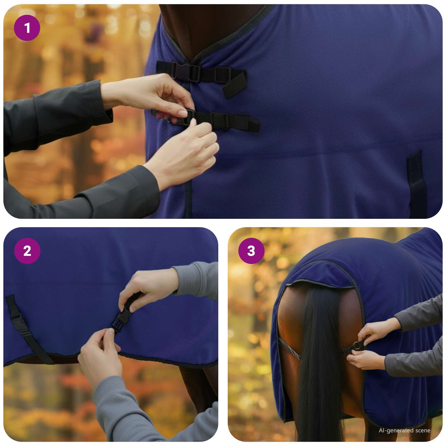 Horse Blanket Navy Blue 125 cm Polyester Fleece