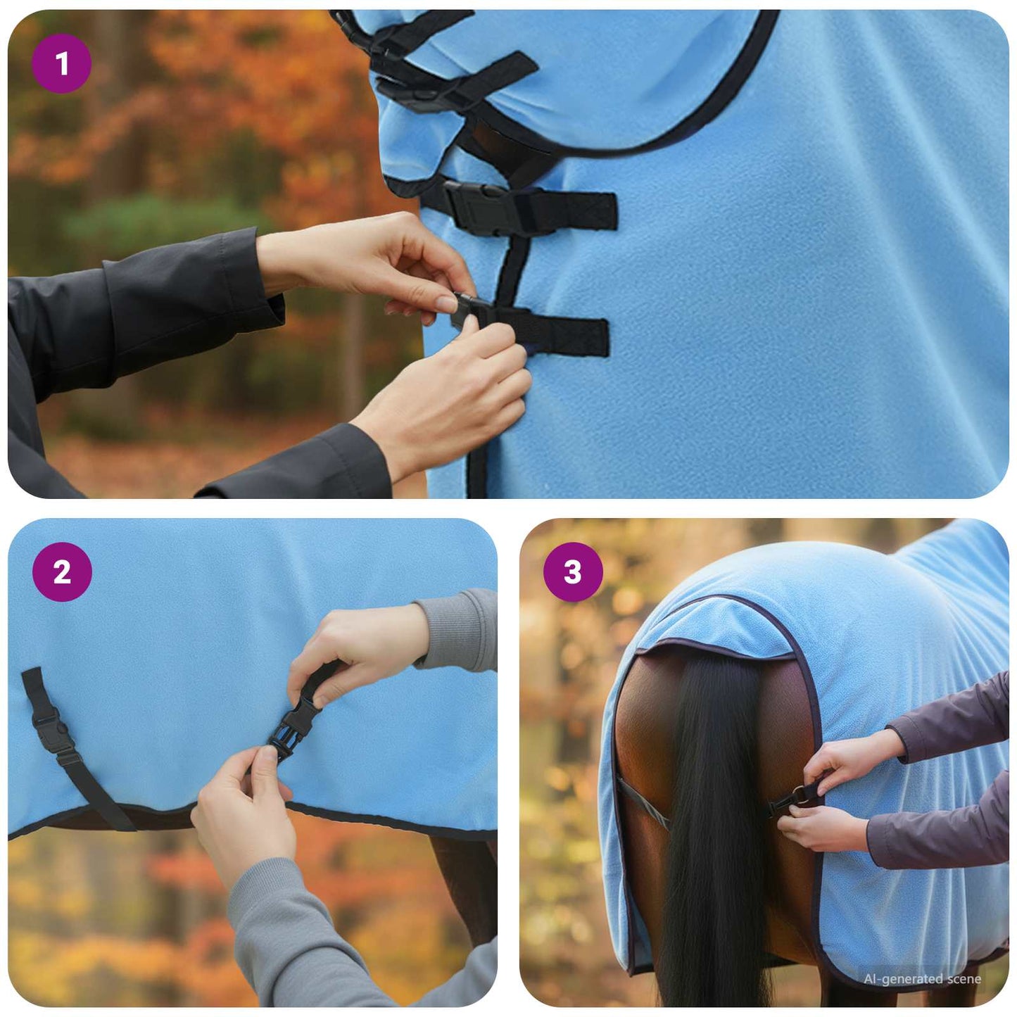 Horse Blanket Full Aqua 75 cm Polyester Fleece