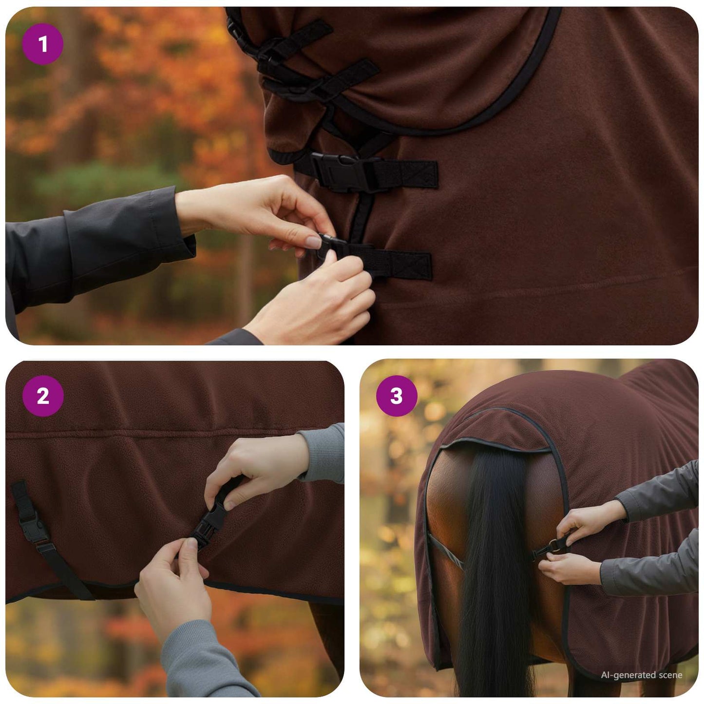 Horse Blanket Full Dark Brown 145 cm Polyester Fleece