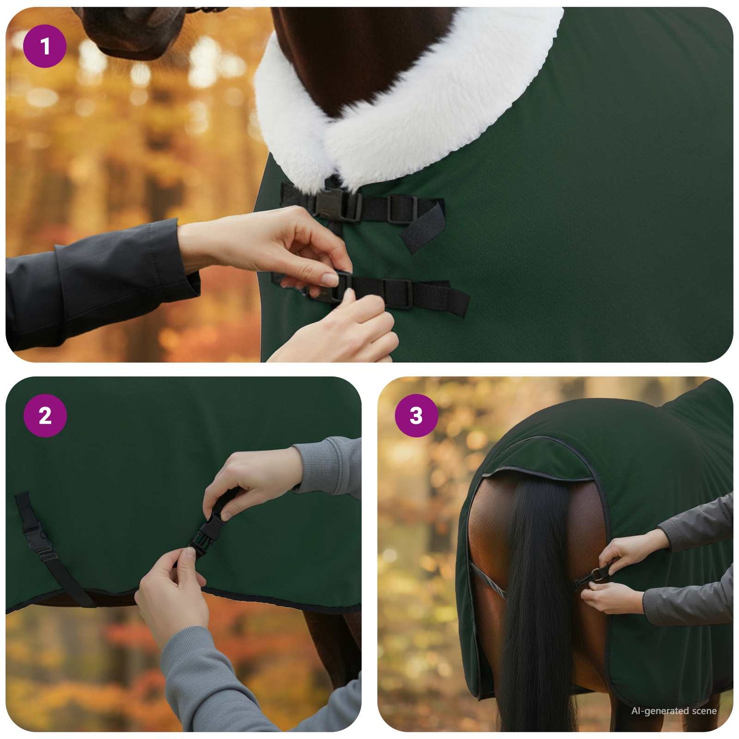 Horse Blanket Full Dark Green 105 cm Polar fleece