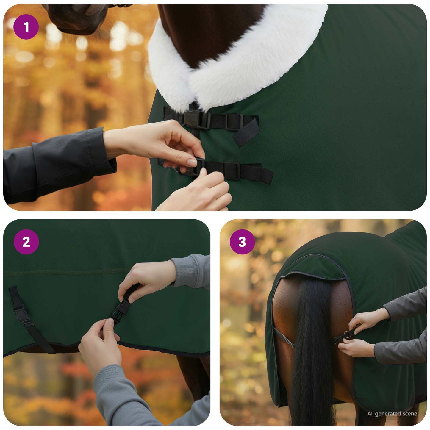 Horse Blanket Full Dark Green 145 cm Polar fleece