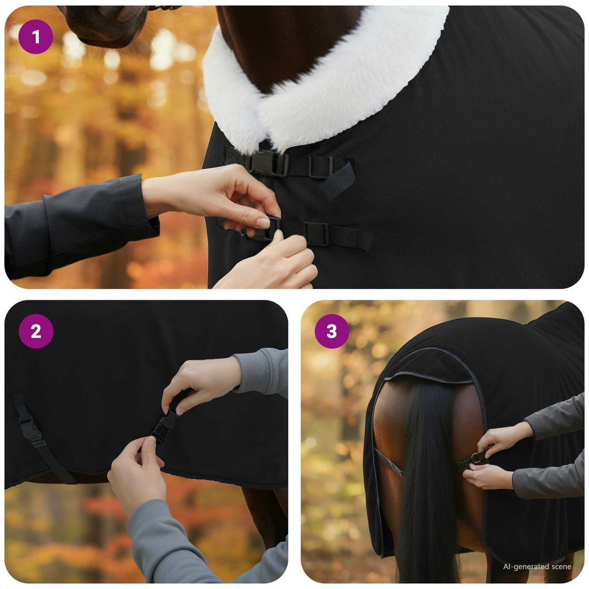 Horse Blanket Black 95 cm Polar fleece