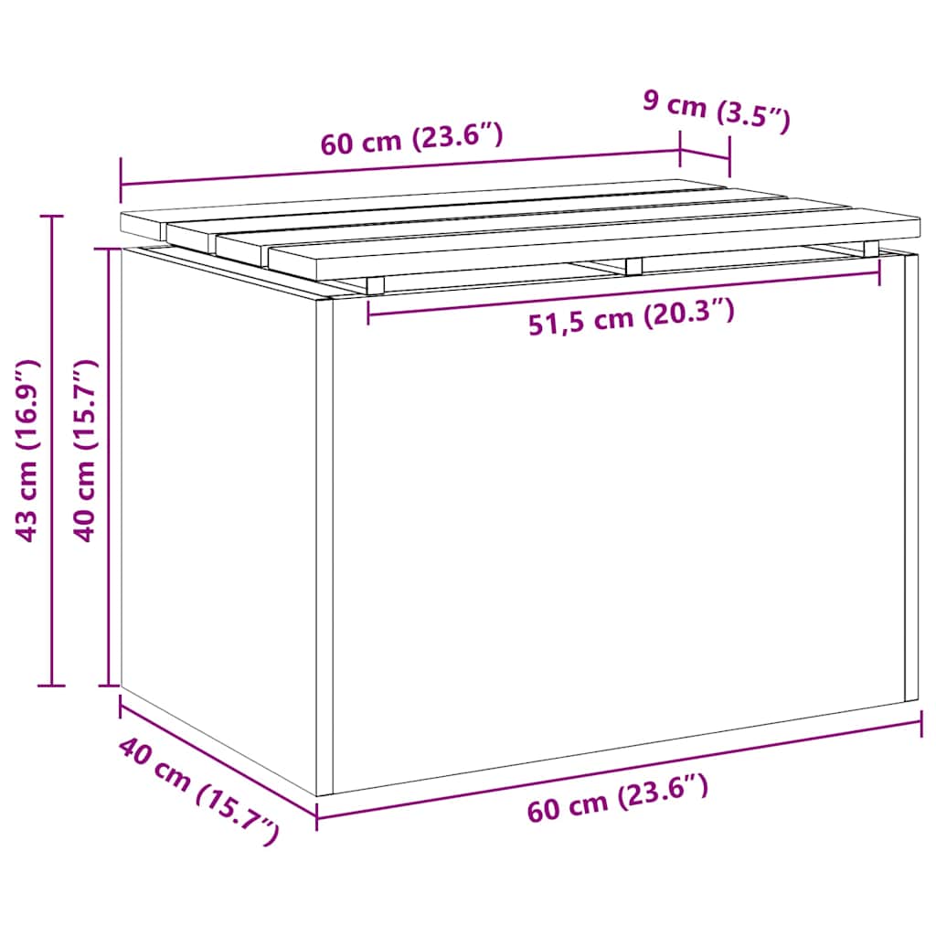 Garden Bench Black 60 x 40 x 43 cm Solid Douglas Wood and Steel