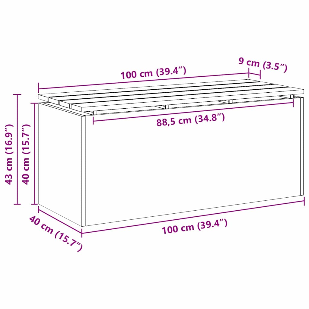 Garden Bench Silver 100 x 40 x 43 cm Galvanised steel