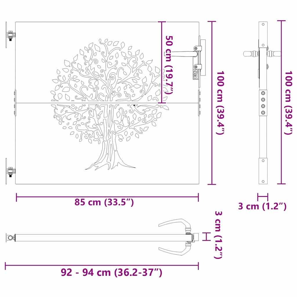 Garden Gate 85 x 100 cm Powder-coated steel Black Lockable