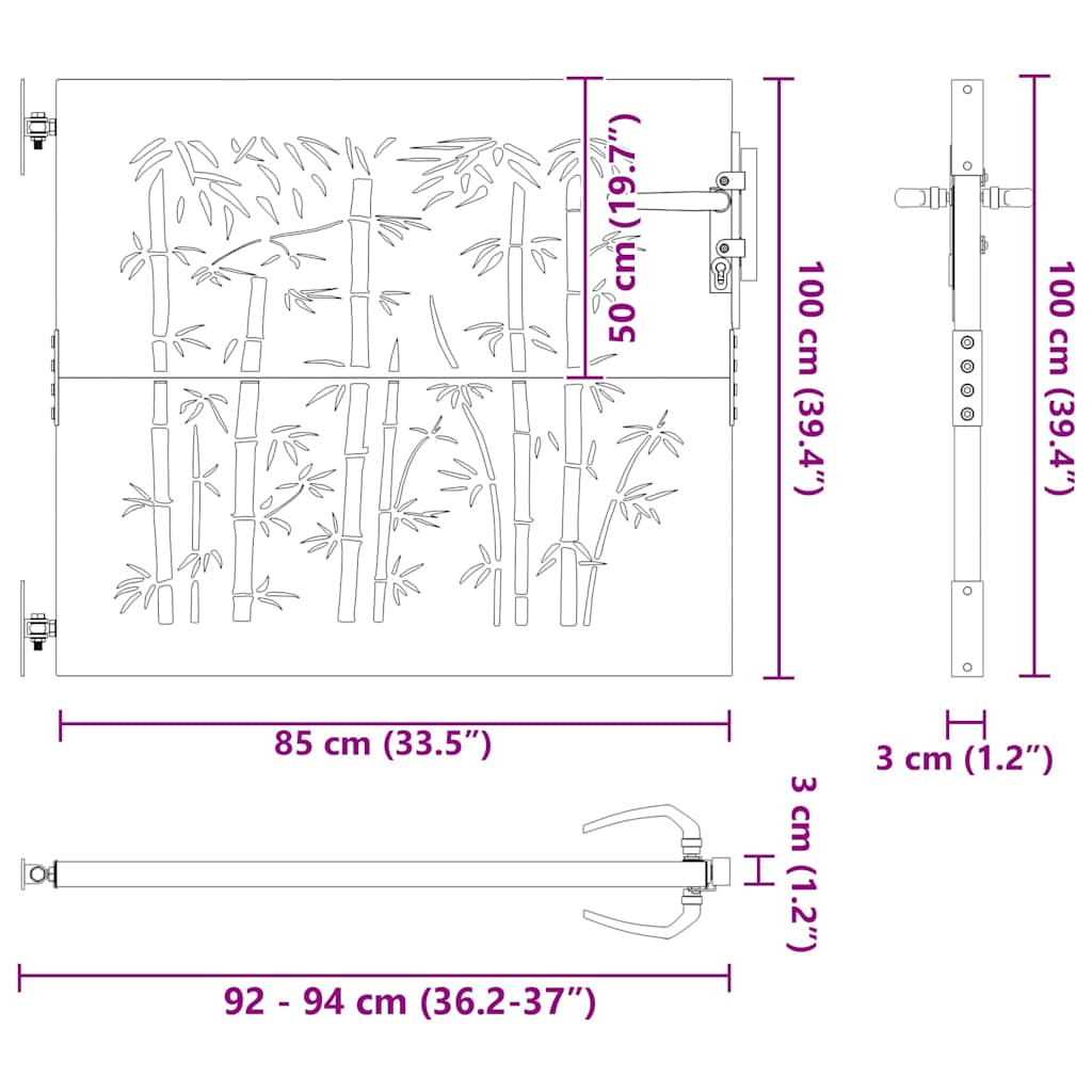 Garden Gate 85 x 100 cm Powder-coated steel Black Lockable