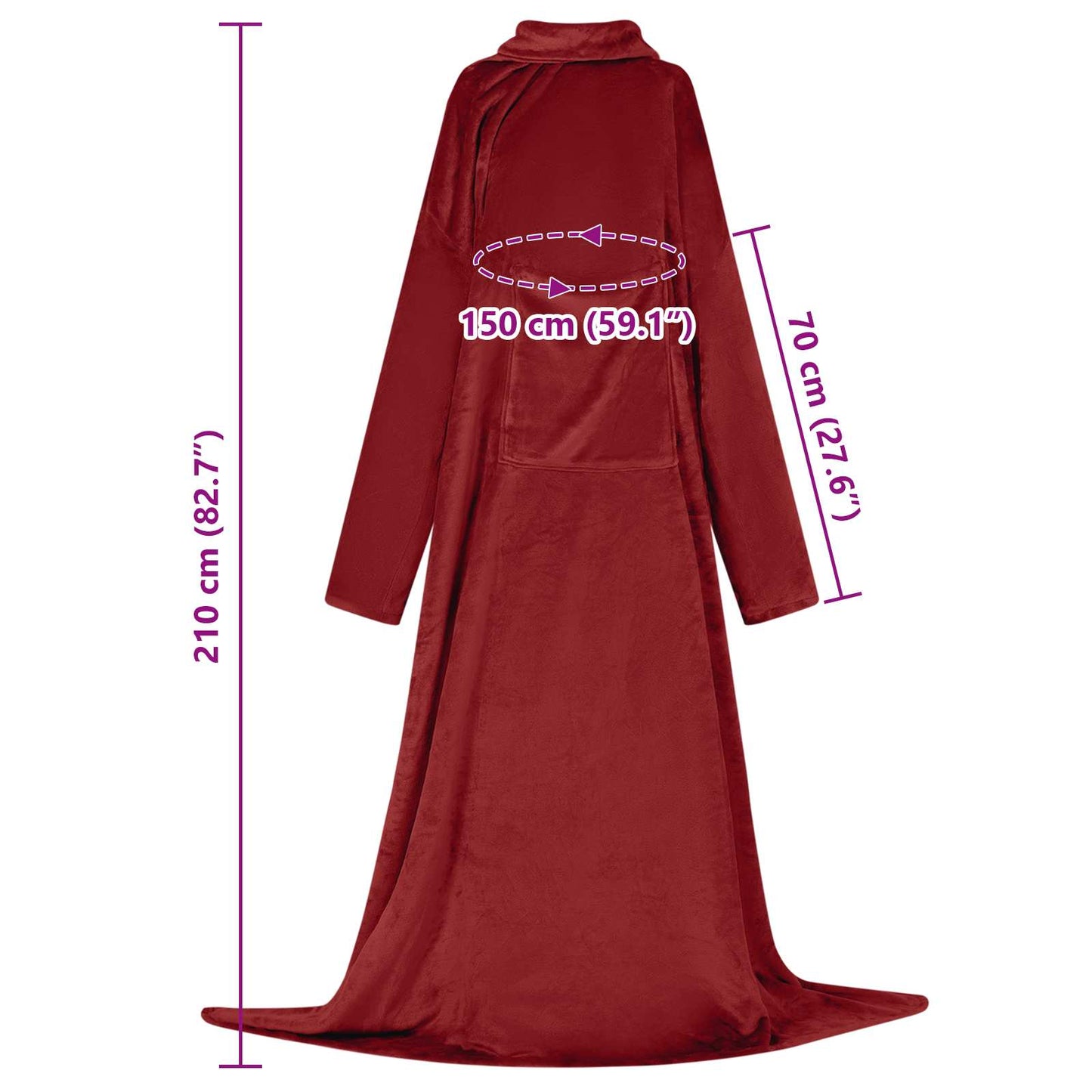 Blanket Hoodie Bordeaux Red F Flannel