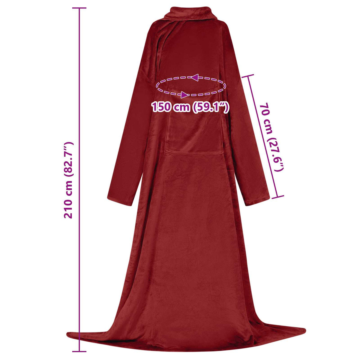 Blanket Hoodie Bordeaux Red F Flannel