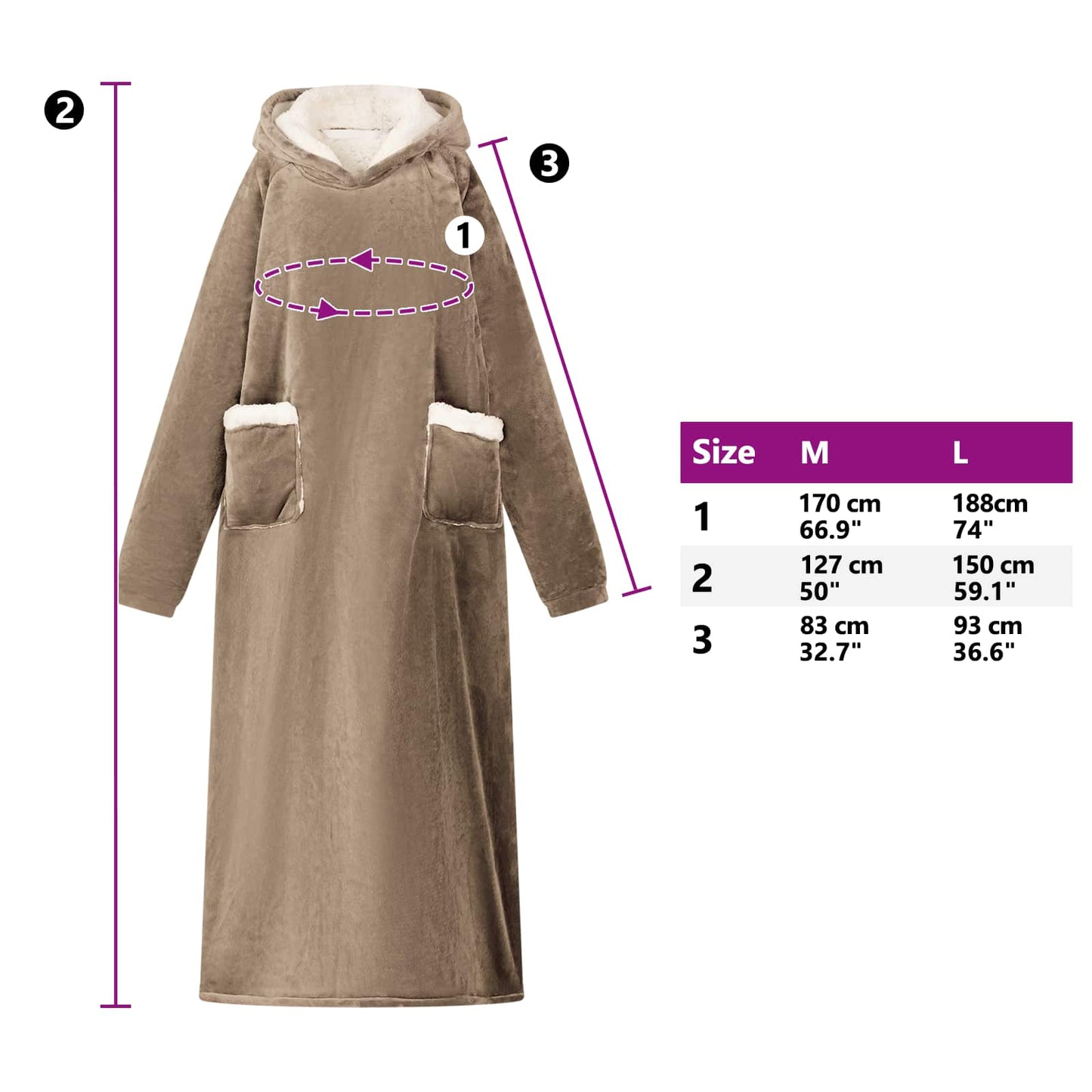 Blanket Hoodie Camel L Fleece and Flannel