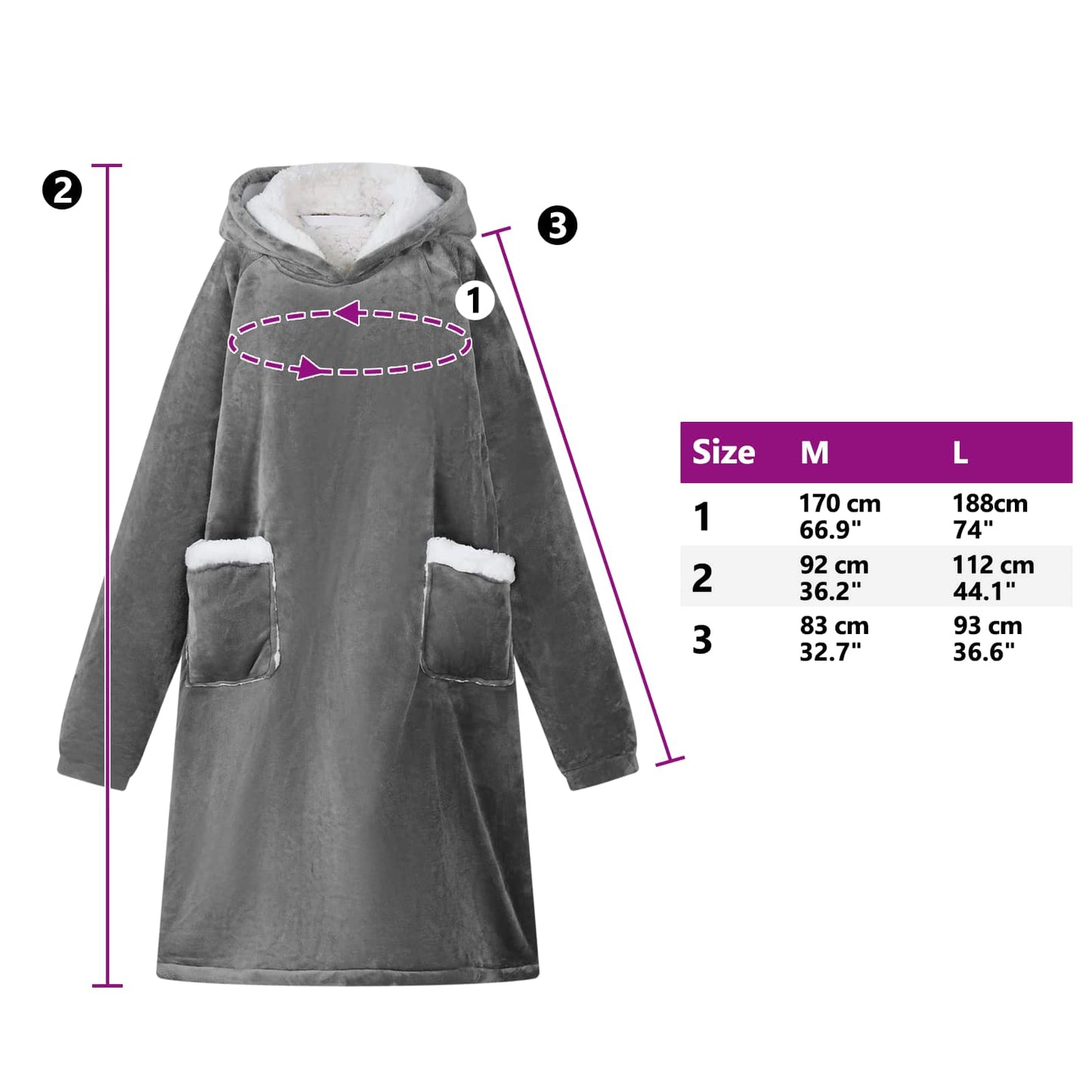 Blanket Hoodie Dark Grey L Fleece and Flannel