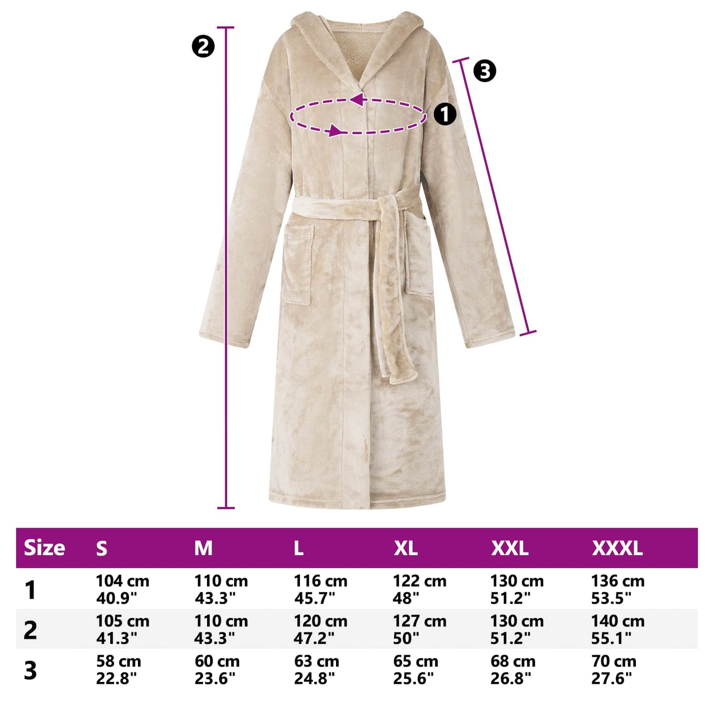 Bathrobe Hoodie Beige XXXL Flannel