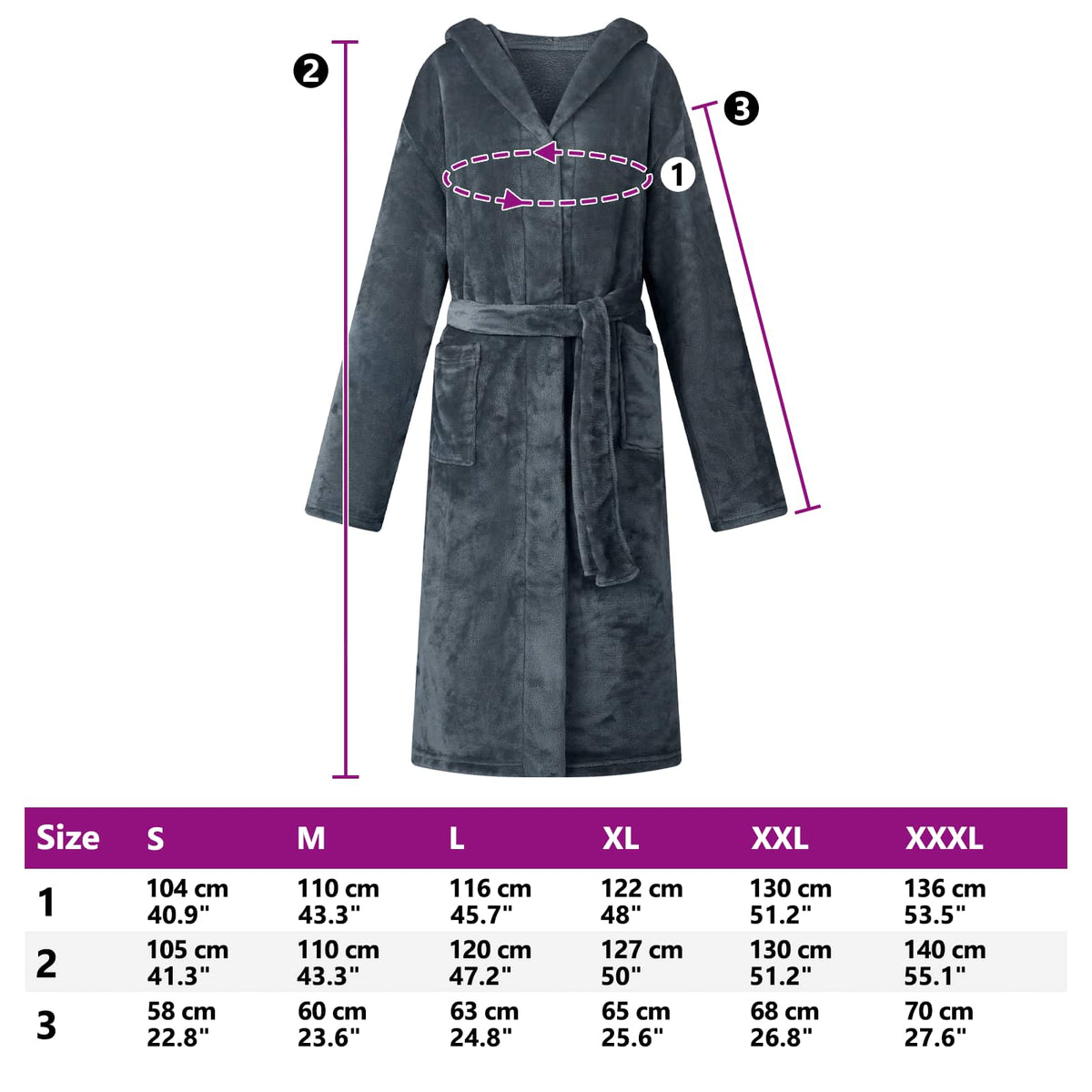 Bathrobe Hoodie Navy Blue M Flannel