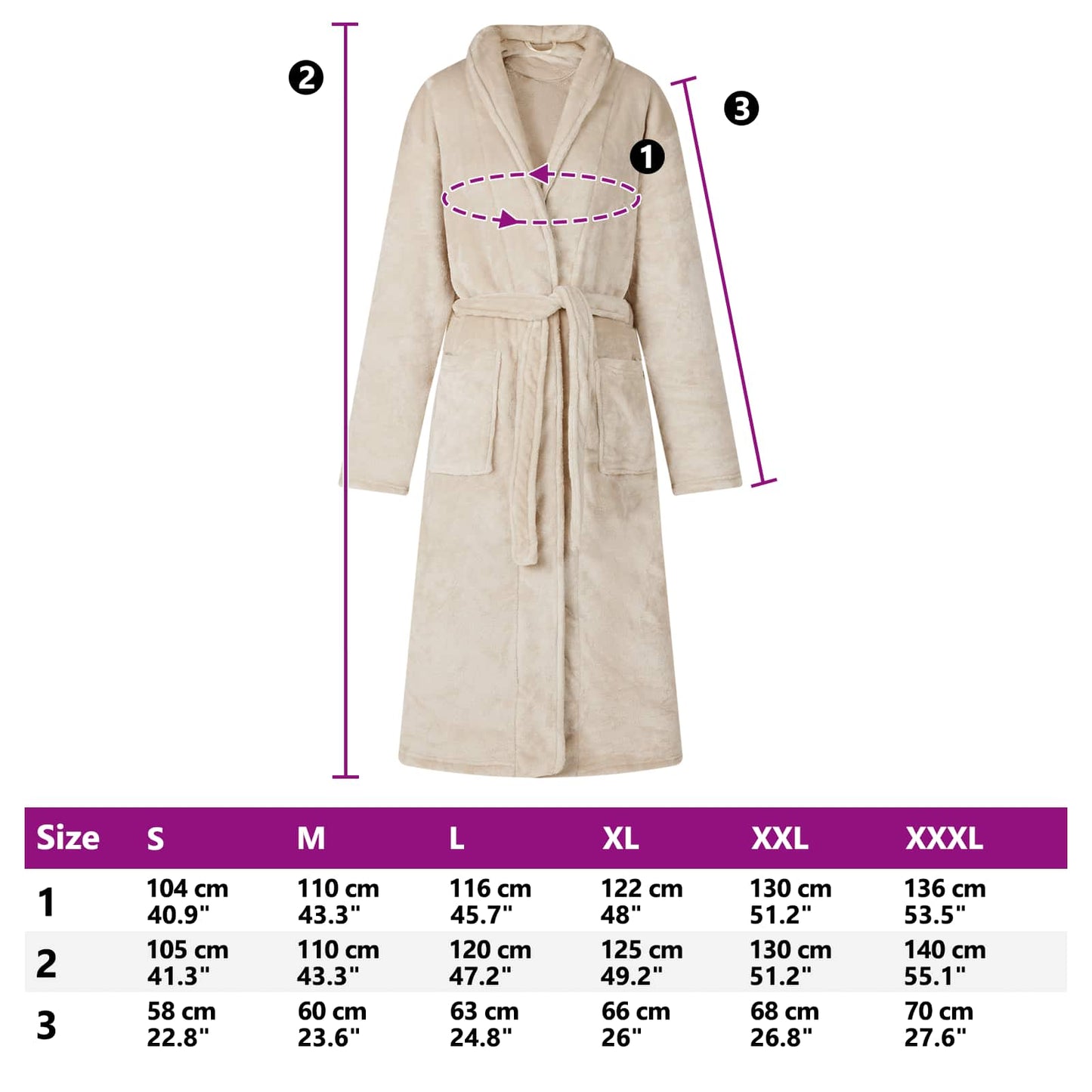 Bathrobe without Hood Beige XXL Flannel