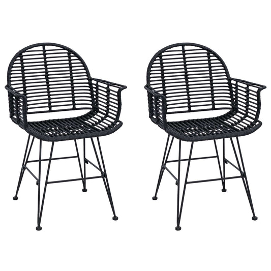 Dining Chair 2 pcs Rattan and Iron Black 57 x 55 x 85 cm