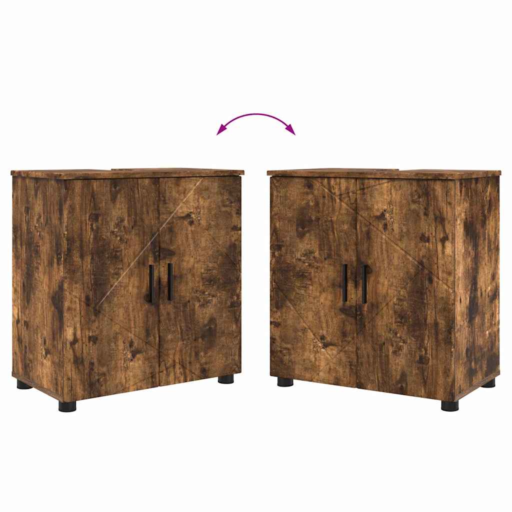 Bathroom Furniture Set 4 pcs Smoked Oak 61 x 35 x 64 cm