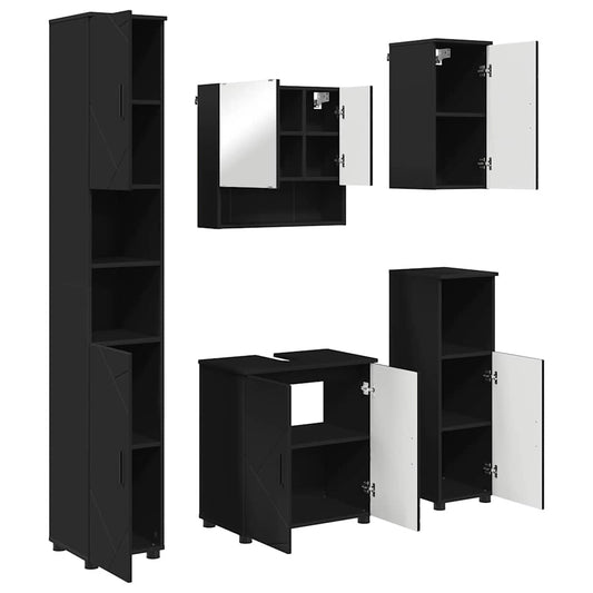 Bathroom Furniture Set 5 pcs Black 61 x 35 x 64 cm