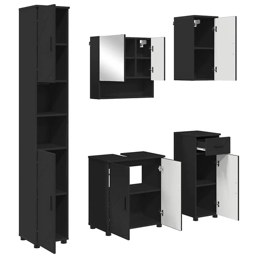 Bathroom Furniture Set 5 pcs Black 61 x 35 x 64 cm