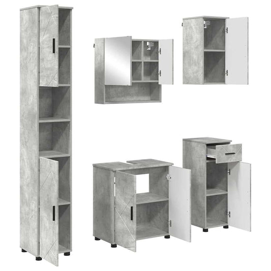Bathroom Furniture Set 5 pcs Concrete Grey 61 x 35 x 64 cm