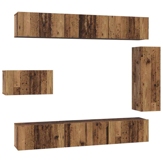 TV Cabinet Set 8 pcs Old Wood Engineered Wood