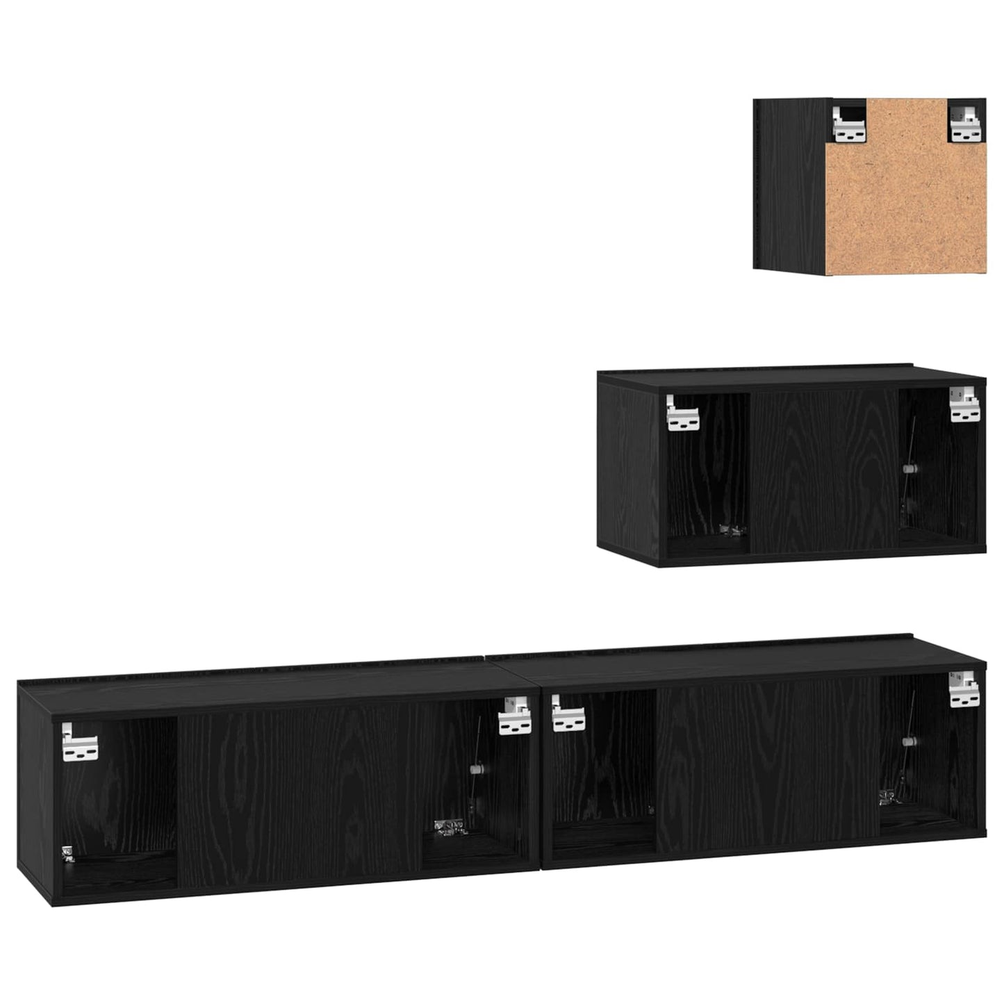 TV Cabinet Set 3 pcs Black Oak Engineered Wood