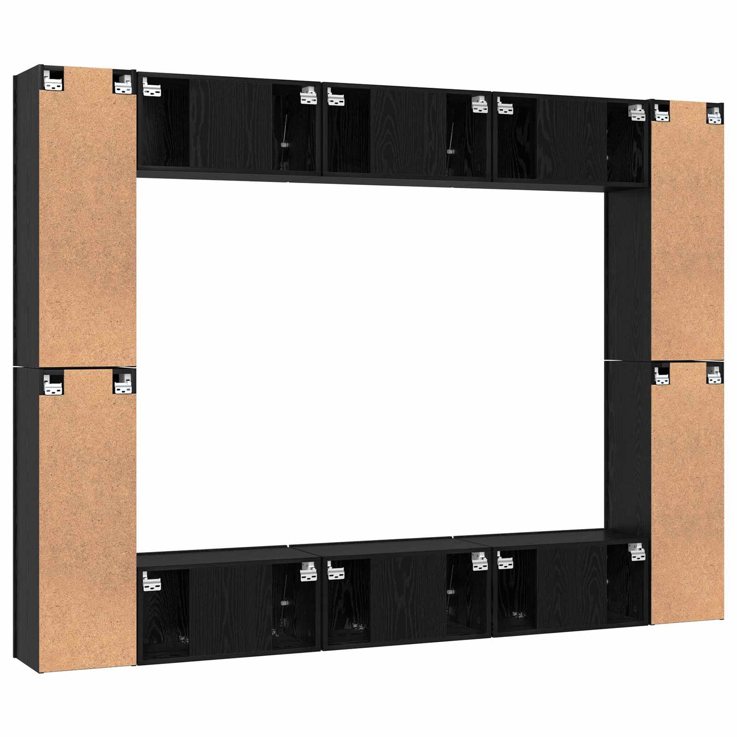 TV Cabinet Set 10 pcs Black Oak Engineered Wood