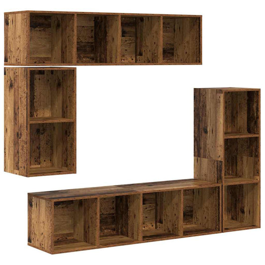 TV Cabinet Set 4 pcs Old Wood Engineered Wood