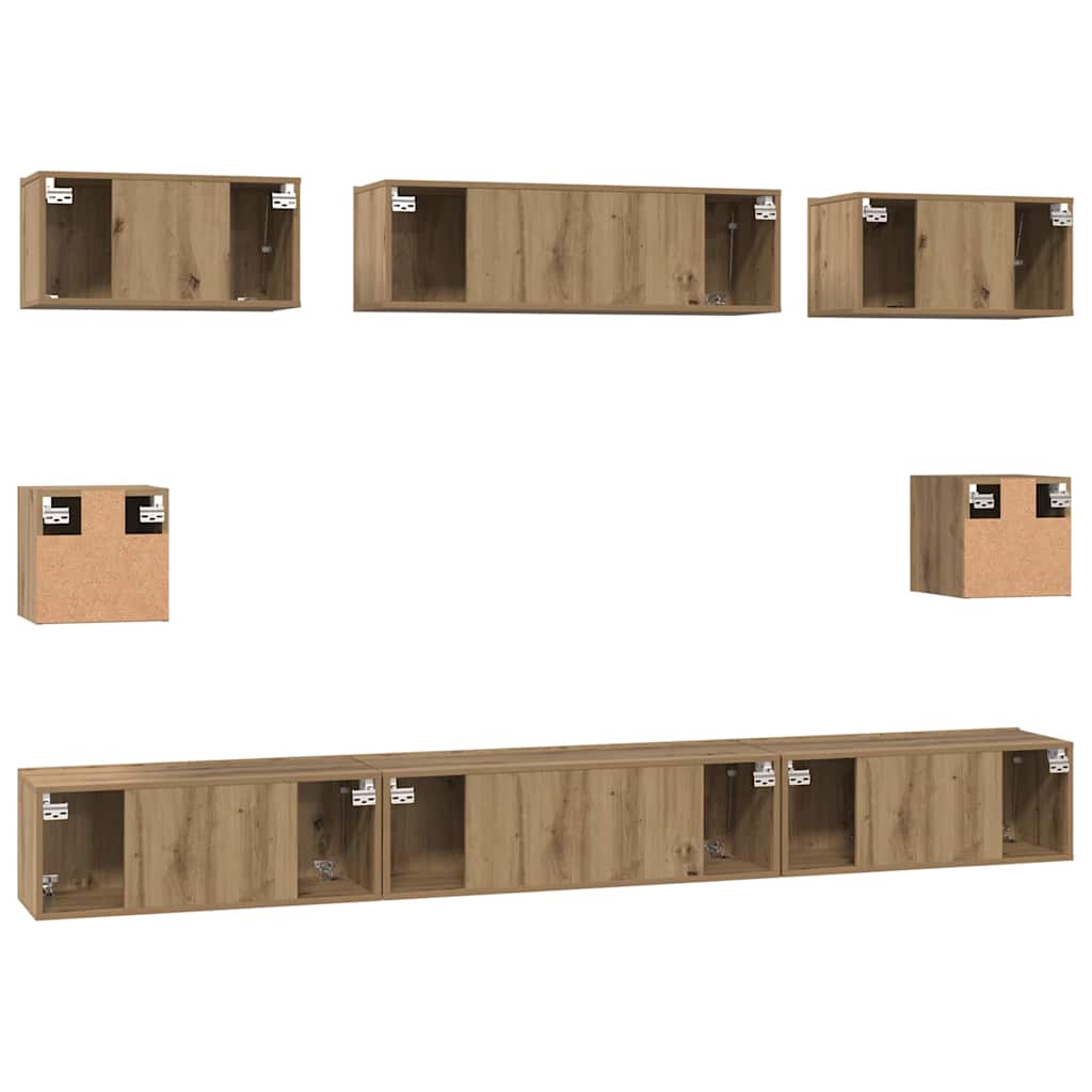 TV Cabinet Set 8 pcs Artisan Oak Engineered Wood