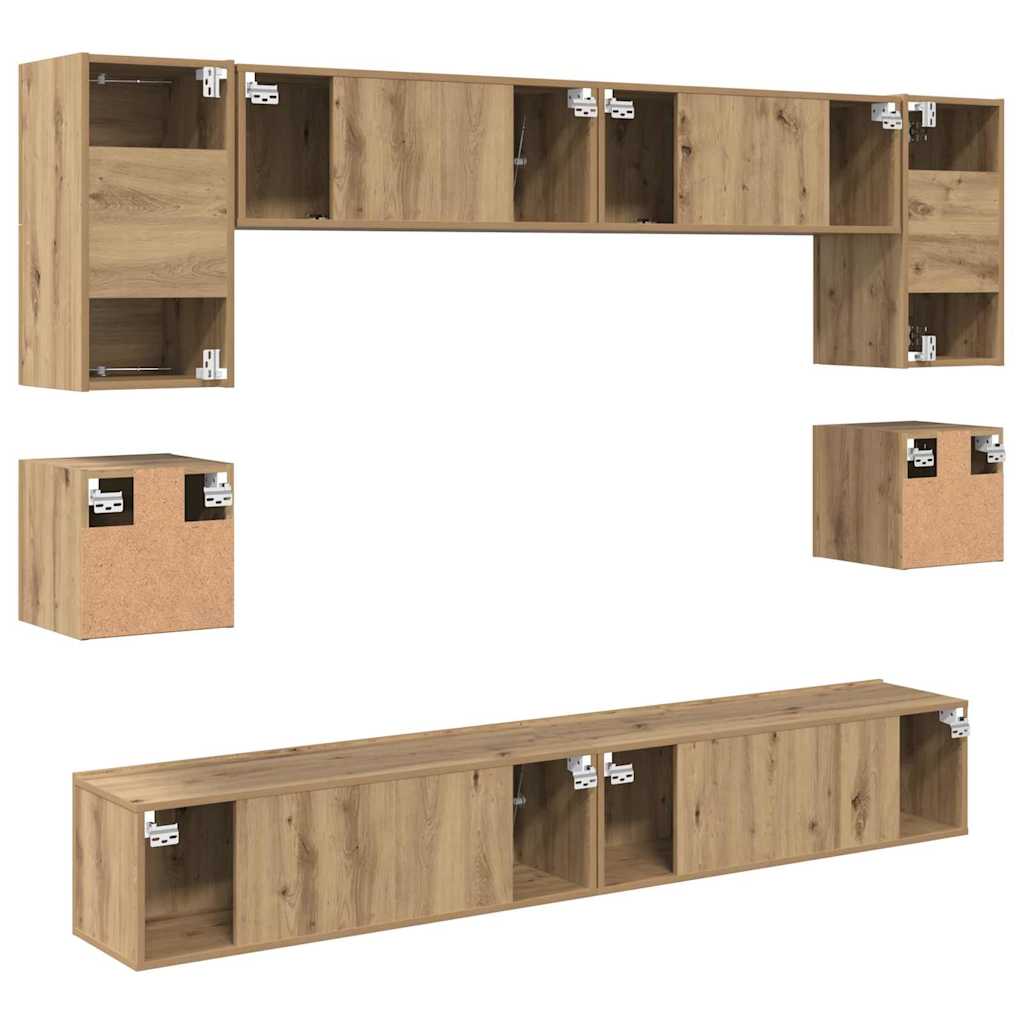 TV Cabinet Set 8 pcs Artisan Oak Engineered Wood