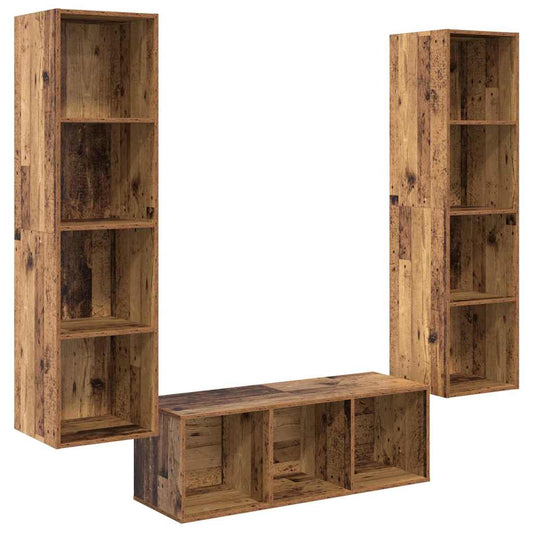TV Cabinet Set 3 pcs Old Wood Engineered Wood