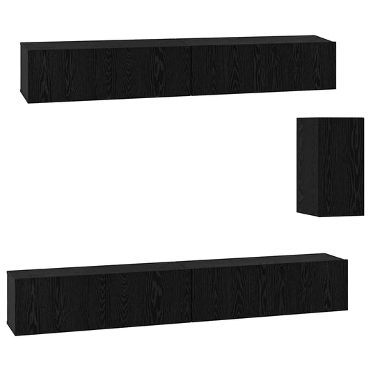 Wall TV Cabinet 3 pcs Black Oak Engineered Wood