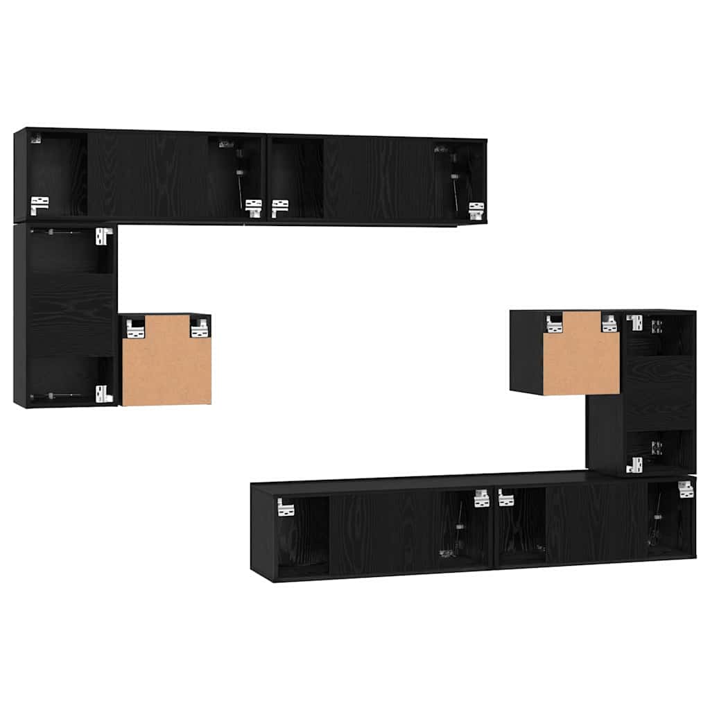TV Units 4 pcs Black Oak Engineered wood