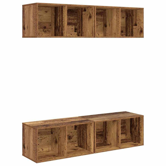 TV Cabinet Set 4 pcs Old Wood Engineered Wood
