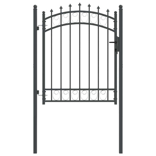 Fence Gate with Spikes EMMEN 150 x 100 cm Grey Lockable
