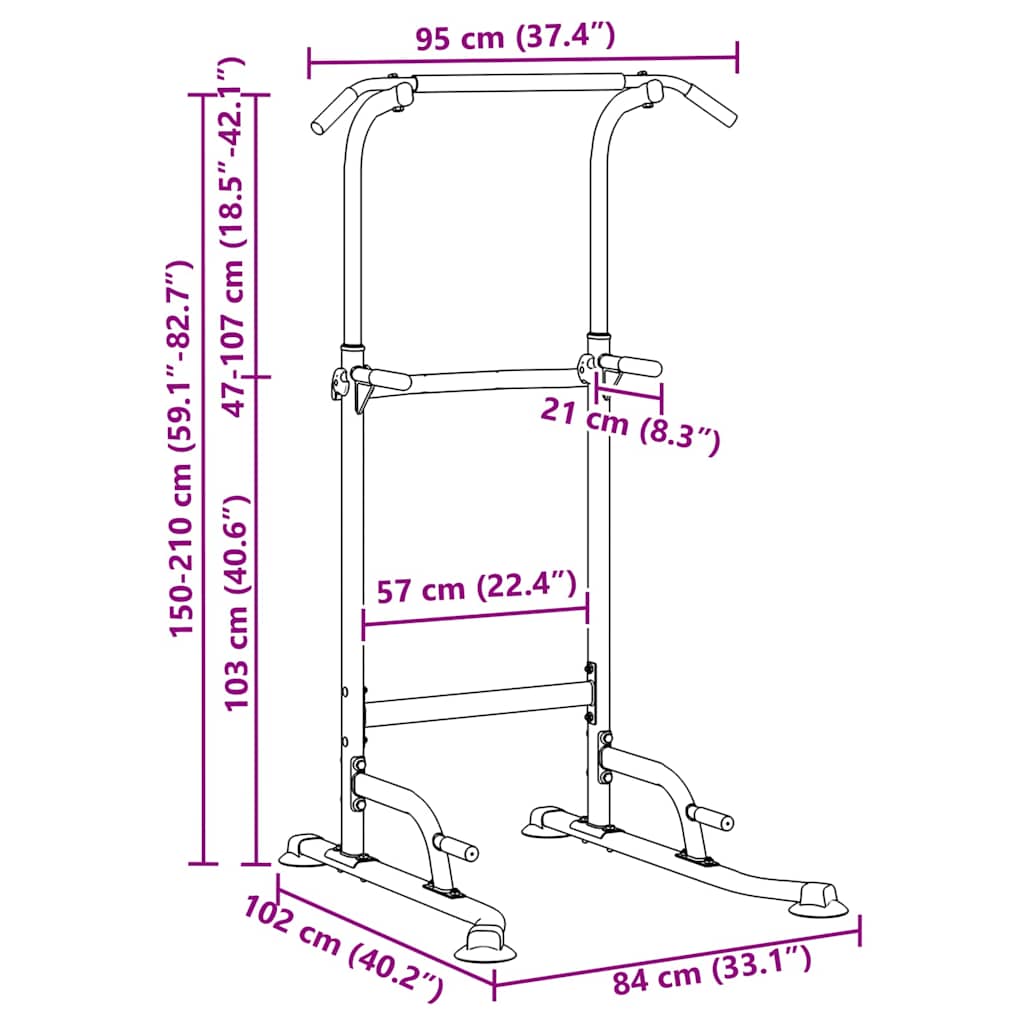 Power Tower Dip Station Manual Black 102 x 95 x 210 cm