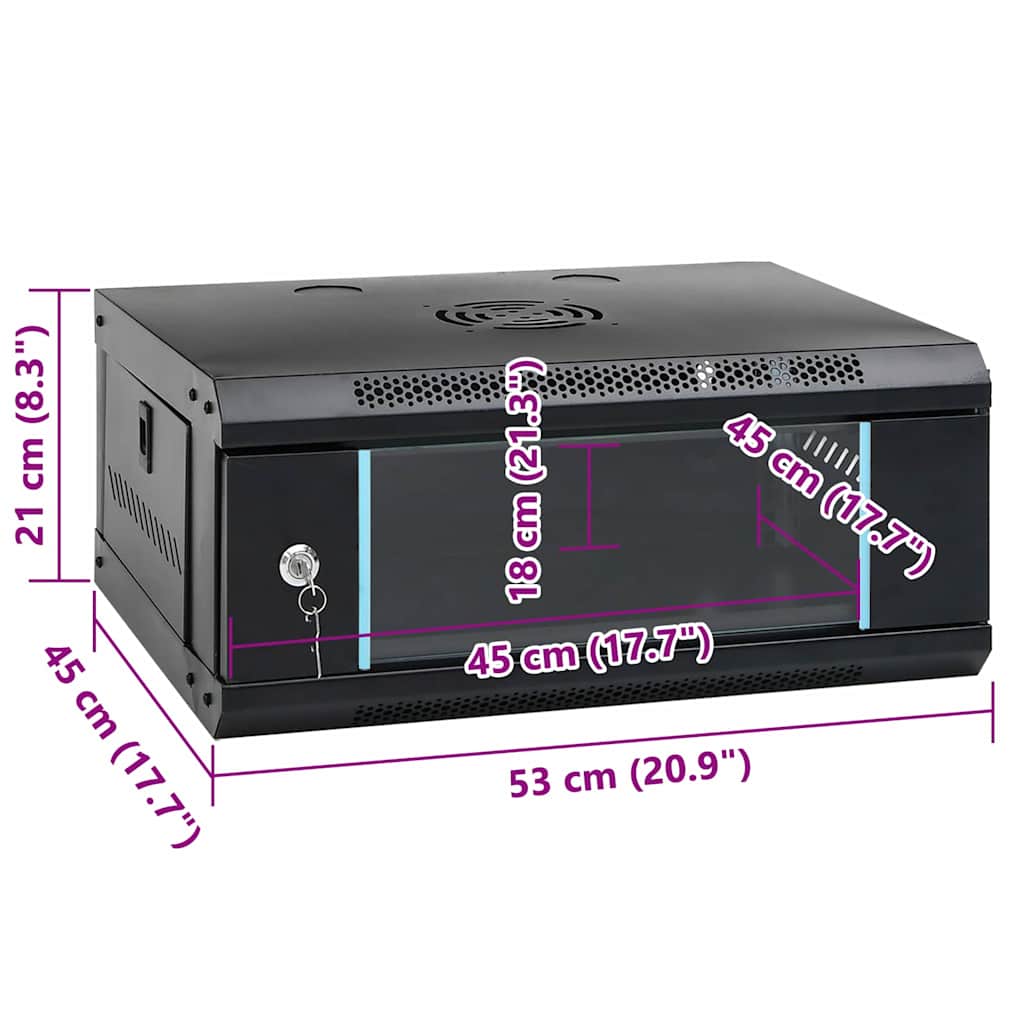 Network Cabinet with Storage Black 53 x 45 x 21 cm Steel