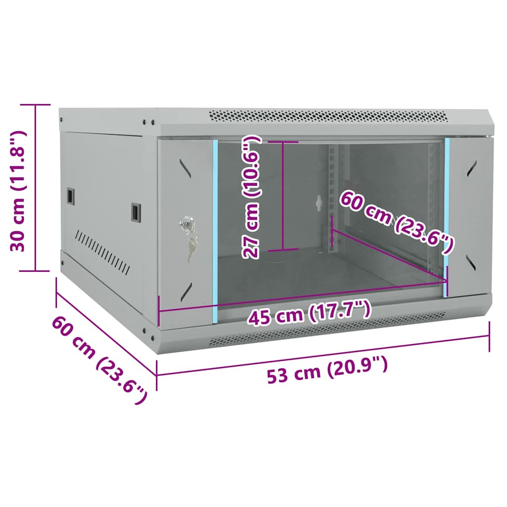 Network Cabinet with Storage Grey 53 x 60 x 30 cm Steel