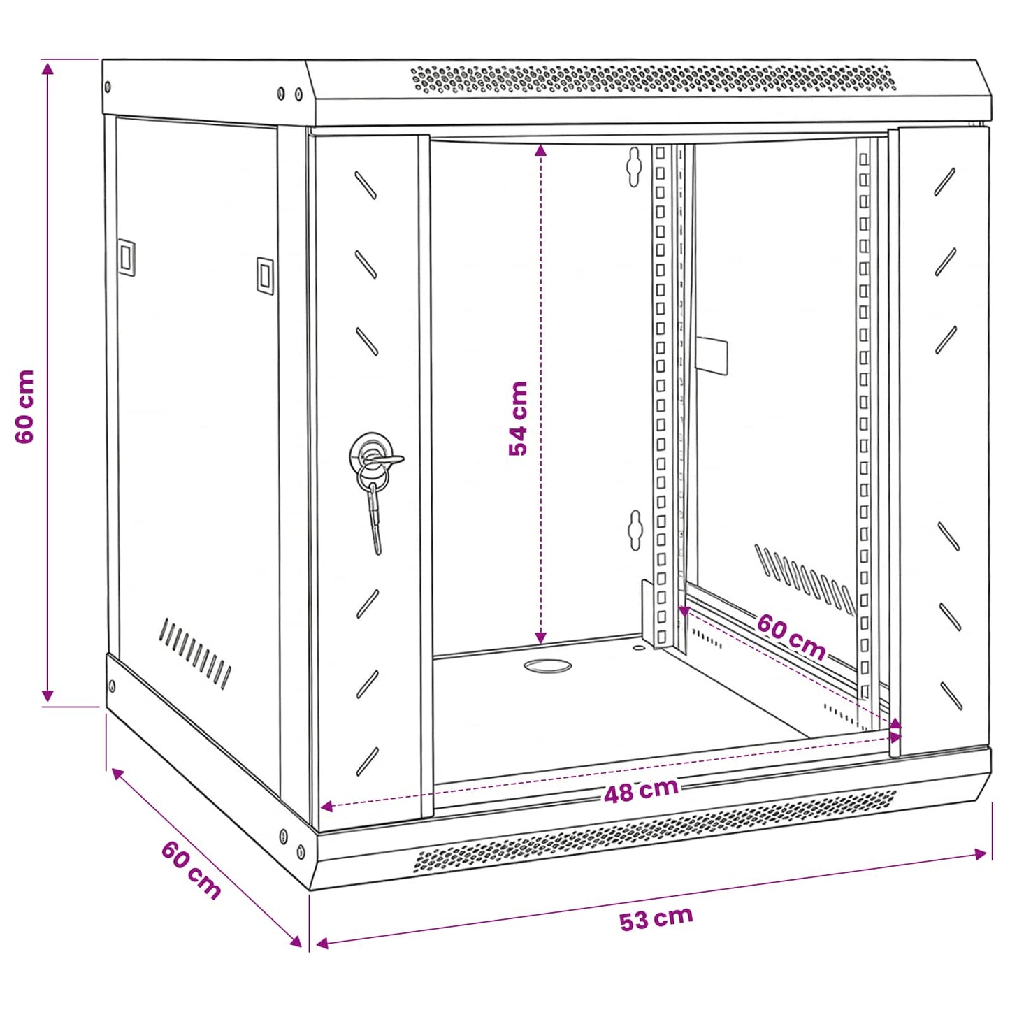 Network Cabinet with Storage Black 53 x 60 x 60 cm Steel