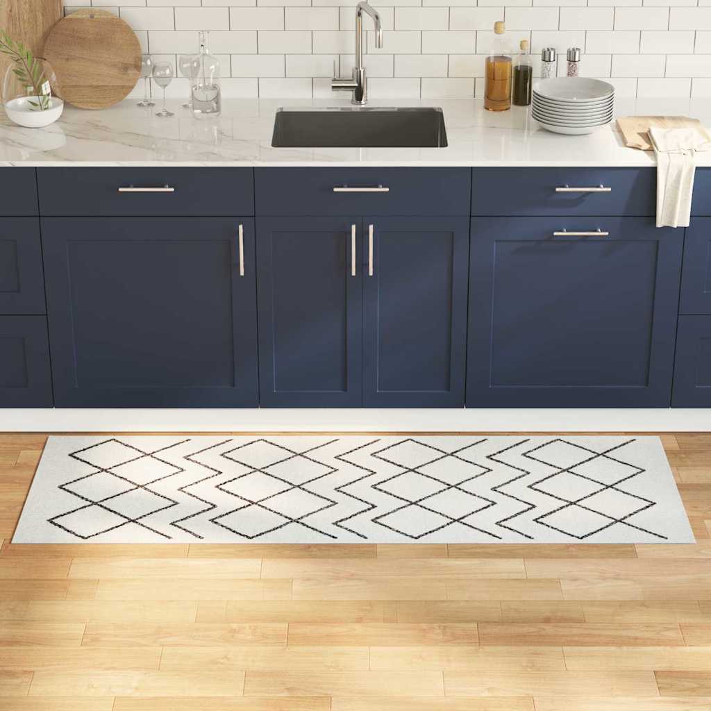 Kitchen Rug White 180 x 60 cm Velvet