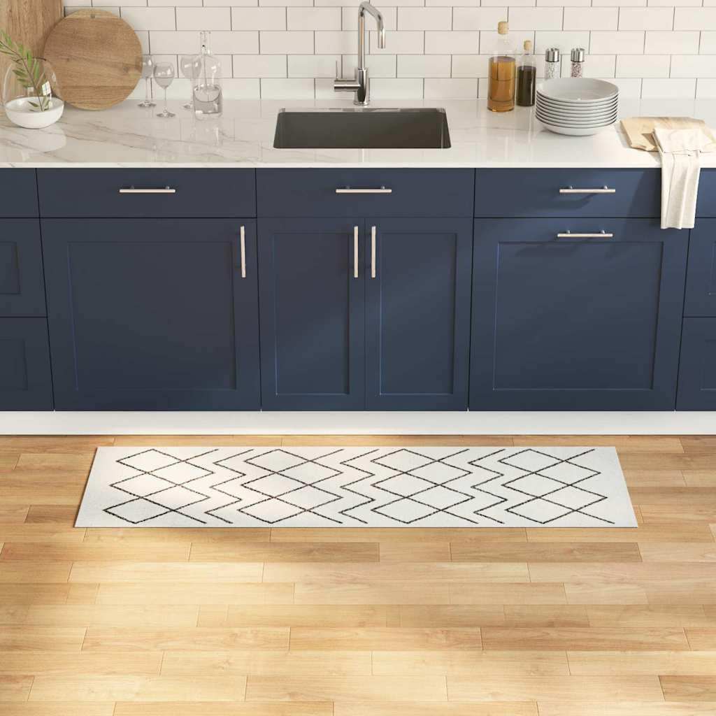 Kitchen Rug White 150 x 45 cm Velvet